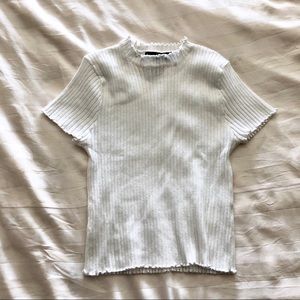 Ruffle edge turtleneck tee